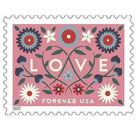 Love flowers 2022 - 5 Sheets 100 Pcs Unused Stamps for Mailing